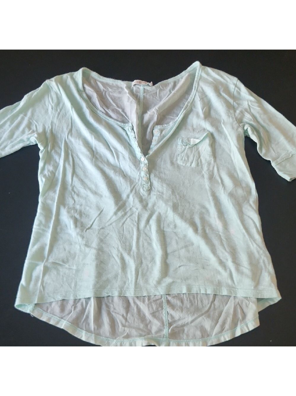 Vintage Abercrombie & Fitch Light Green Lightweight Casual 3/4 Sleeve Blouse
